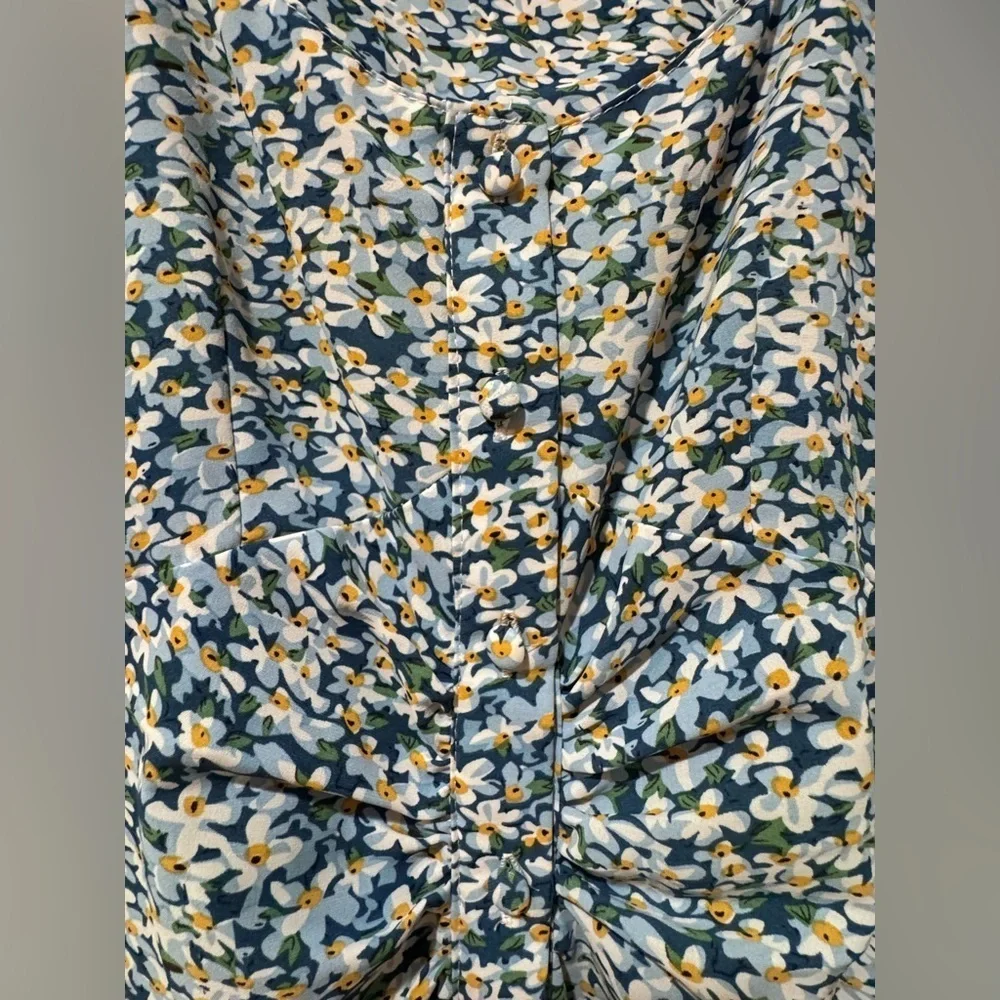 Brave Soul Blue/White ditsy Ginny Floral Button Dress Size XS EUC